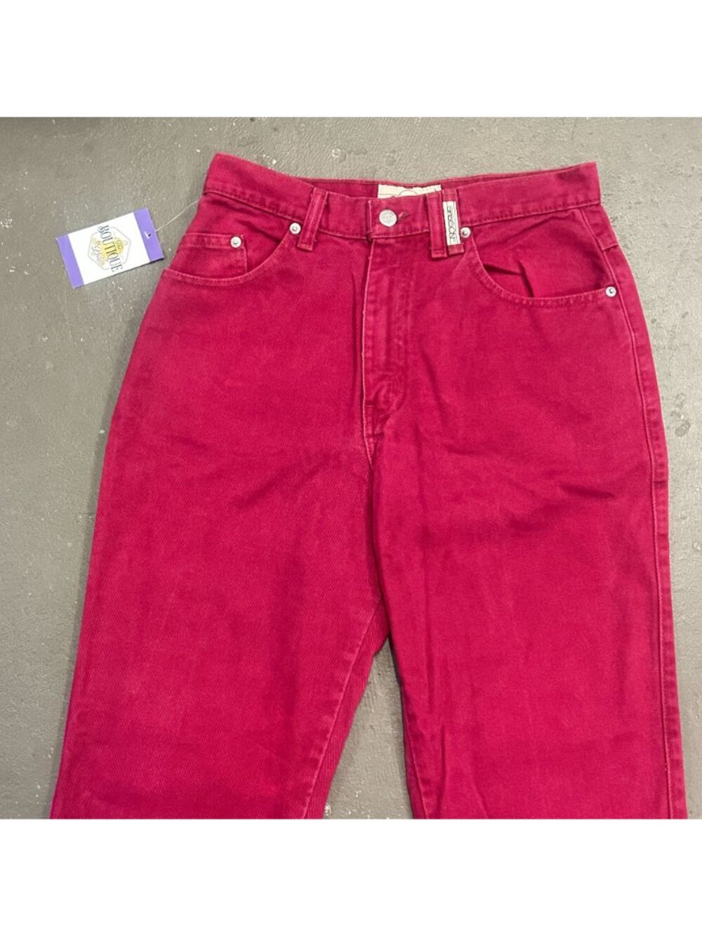 Vtg Sasson Fuchsia Burgundy Jeans 11/12 High Waist 80s Dopamine Maxamalist - Picture 3 of 16
